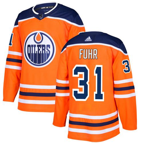 Adidas Men Edmonton Oilers 31 Grant Fuhr Orange Home Authentic Stitched NHL Jersey